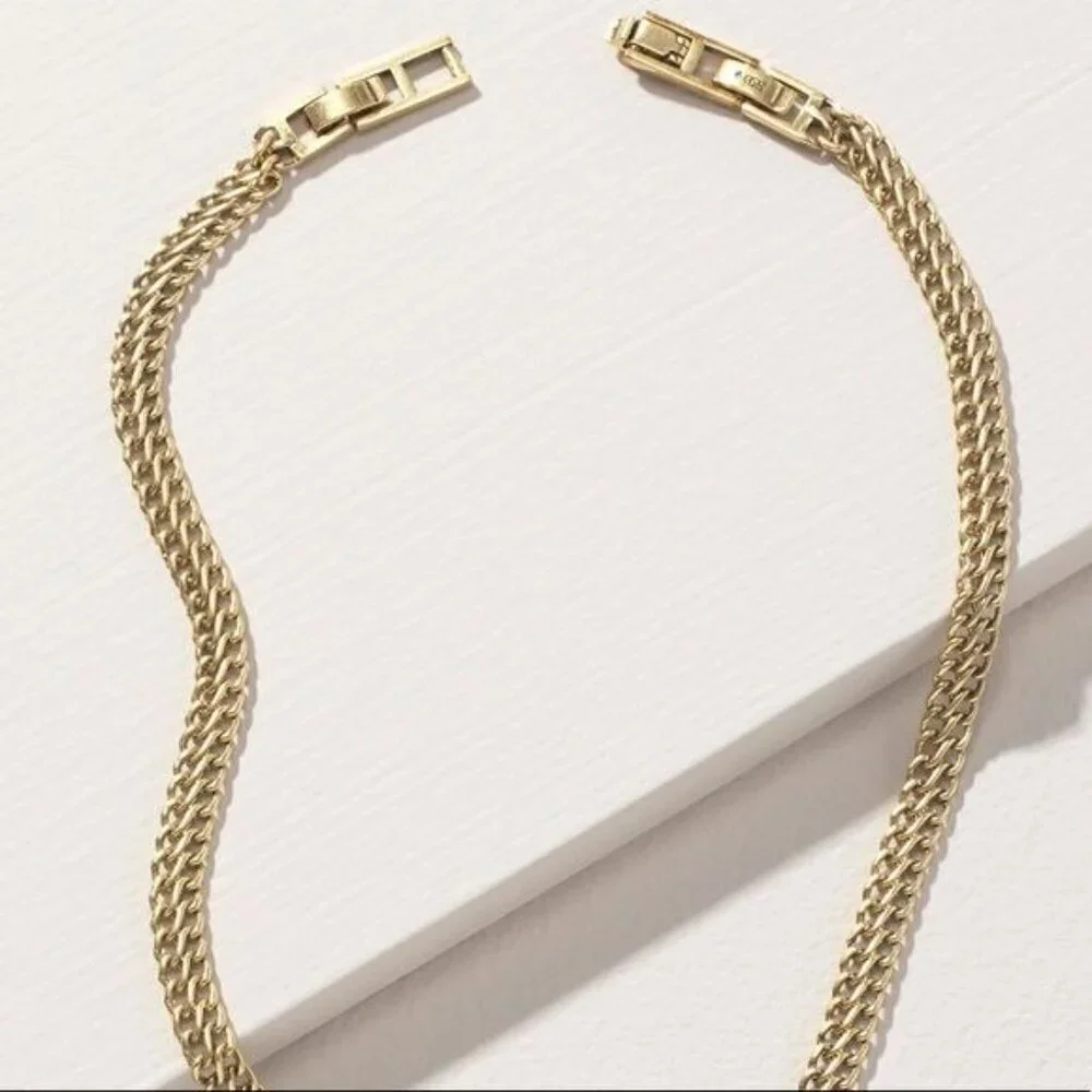 Stella & Dot Double Take Horn Necklace Gold Tone